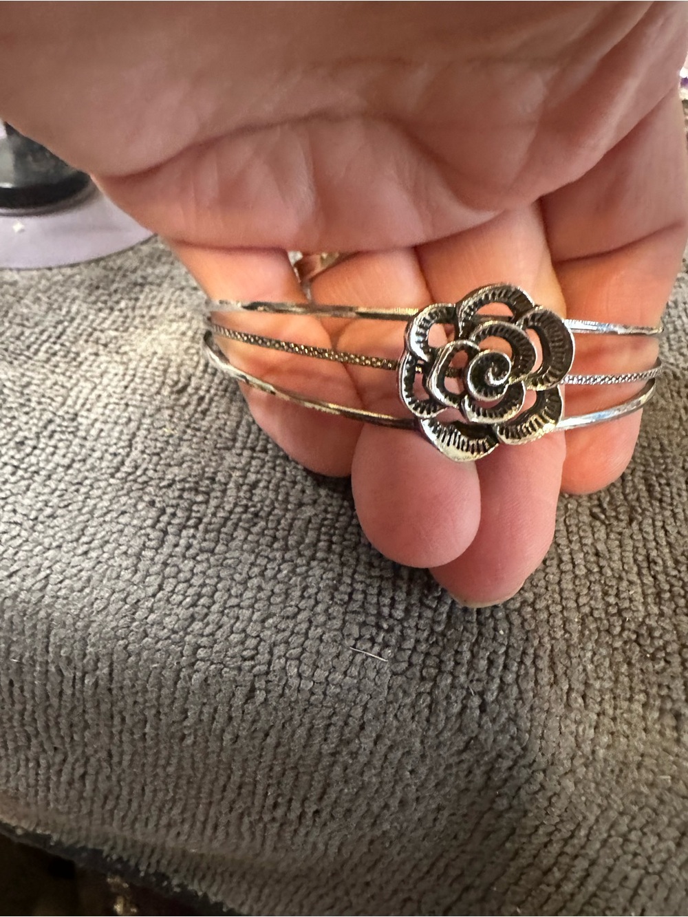 Silver Rose Multi-Band Cuff Bracelet - Women's Jewelry